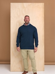 BadRhino Big & Tall Blue 100% Cotton Cable Knitted Jumper - Image 1 of 4
