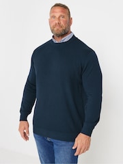 BadRhino Big & Tall Blue 100% Cotton Cable Knitted Jumper - Image 2 of 4