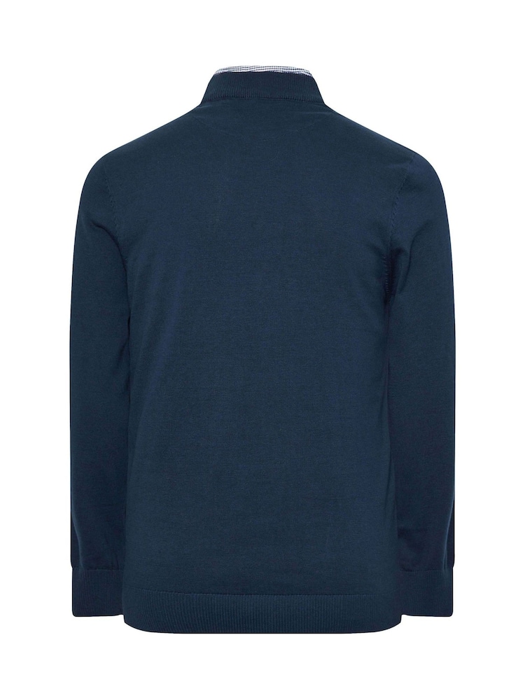 BadRhino Big & Tall Blue 100% Cotton Cable Knitted Jumper - Image 4 of 4