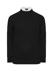 BadRhino Big & Tall Black 100% Cotton Cable Knitted Jumper - Image 2 of 3