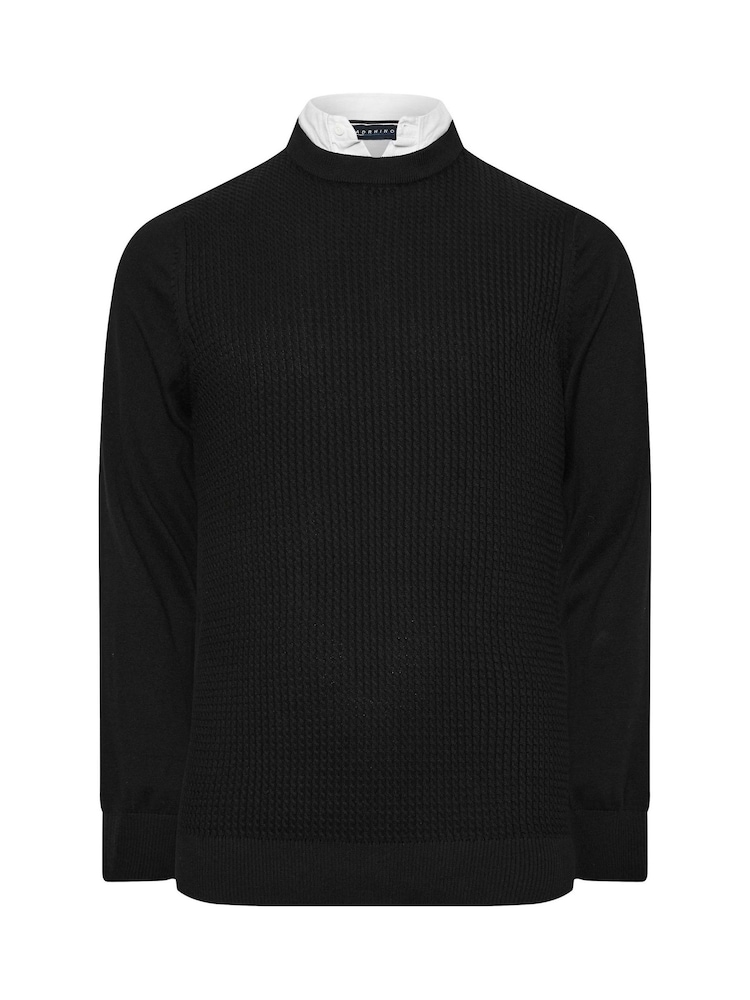 BadRhino Big & Tall 100% Cotton Cable Knitted Jumper - Bild 2 von 3 BadRhino Big & Tall 100% Cotton Cable Knitted Jumper - Bild 2 von 3
