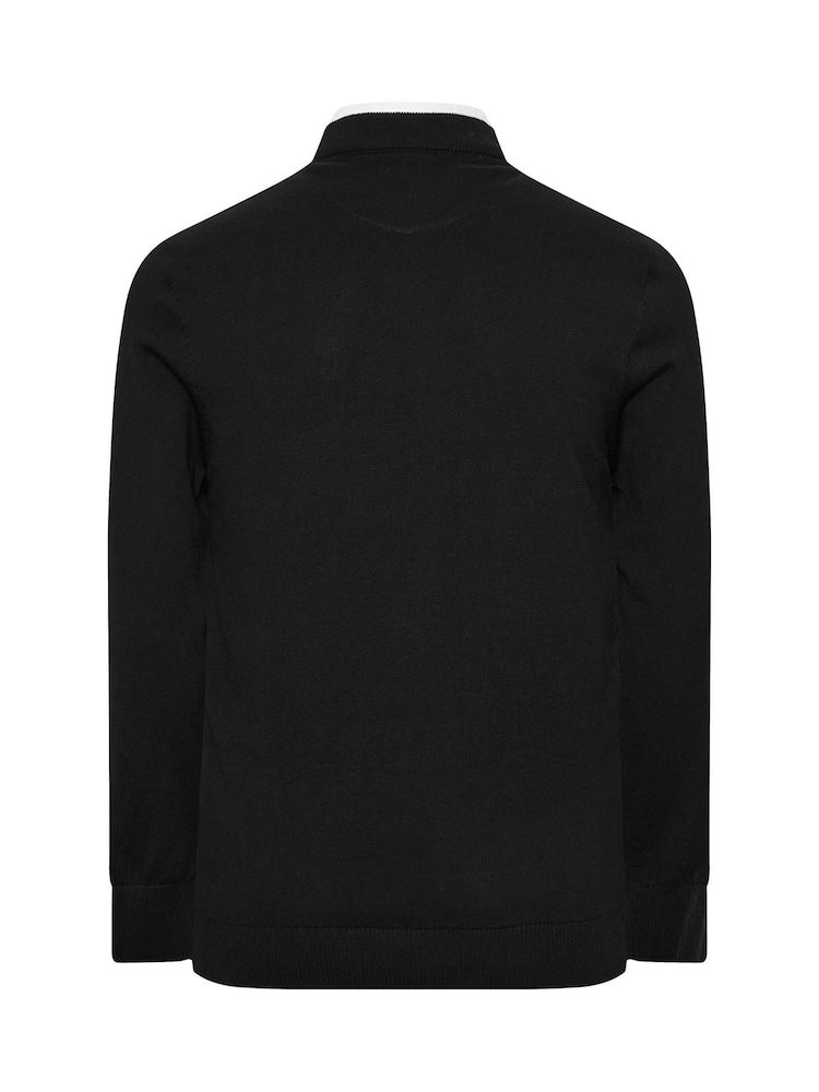 BadRhino Big & Tall Black 100% Cotton Cable Knitted Jumper - Image 3 of 3
