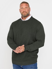 BadRhino Big & Tall Black 100% Cotton Cable Knitted Jumper - Image 1 of 3