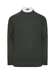 BadRhino Big & Tall Black 100% Cotton Cable Knitted Jumper - Image 2 of 3