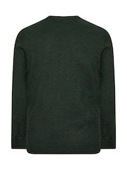 BadRhino Big & Tall Green Cable Crew Neck 100% Cotton Jumper - Image 3 of 3