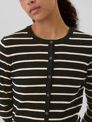 Gap Black/White Stripe Long Sleeve Crew Neck Cardigan - Image 4 of 5