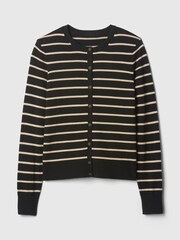 Gap Black/White Stripe Long Sleeve Crew Neck Cardigan - Image 5 of 5