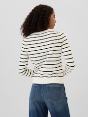 Gap White Stripe Long Sleeve Crew Neck Cardigan - Image 3 of 5