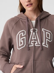 Gap Brown Logo Zip Up Hoodie - Image 1 of 5