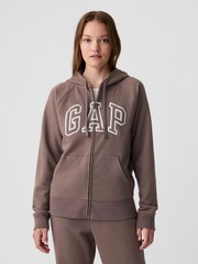 Gap Brown Logo Zip Up Hoodie - Image 2 of 5