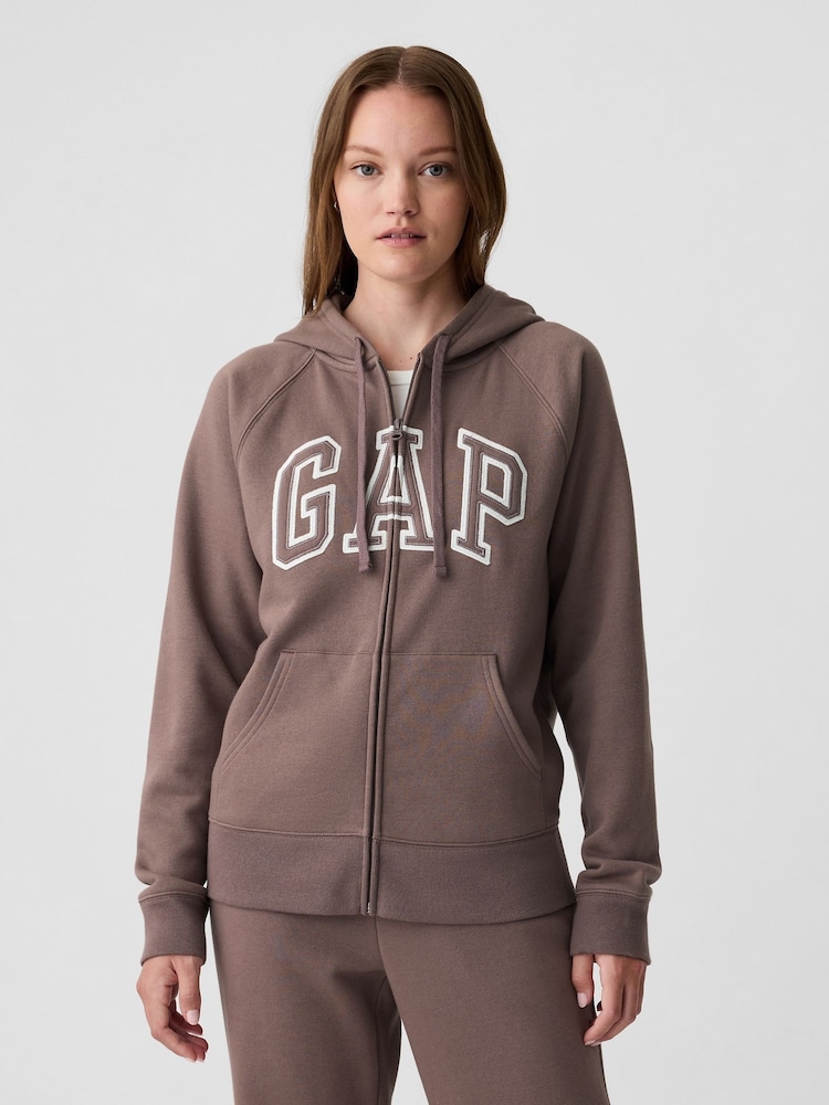 Gap Brown Logo Zip Up Hoodie - Image 2 of 5
