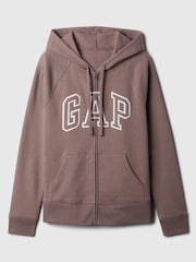 Gap Brown Logo Zip Up Hoodie - Image 5 of 5