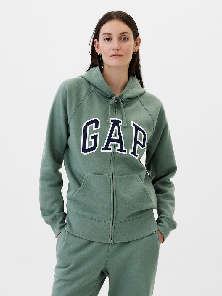 Gap Green Logo Zip Through Hoodie - Image 1 of 5