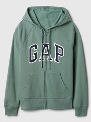 Gap Green Logo Zip Through Hoodie - Image 5 of 5