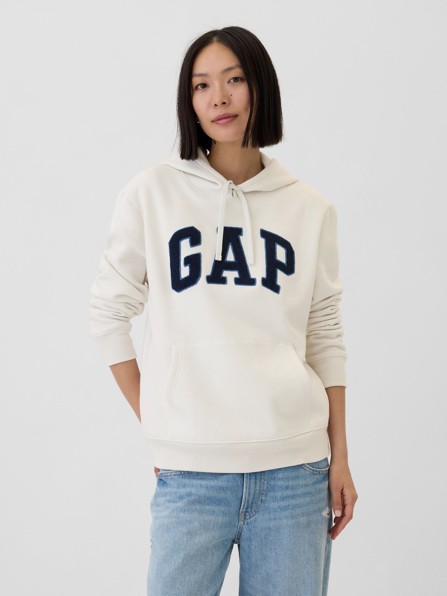 Buy Gap White Logo Hoodie from Next Luxembourg