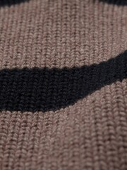 Gap Brown Stripe Soft Cotton Shrunken V-Neck Polo Jumper - Image 5 of 5