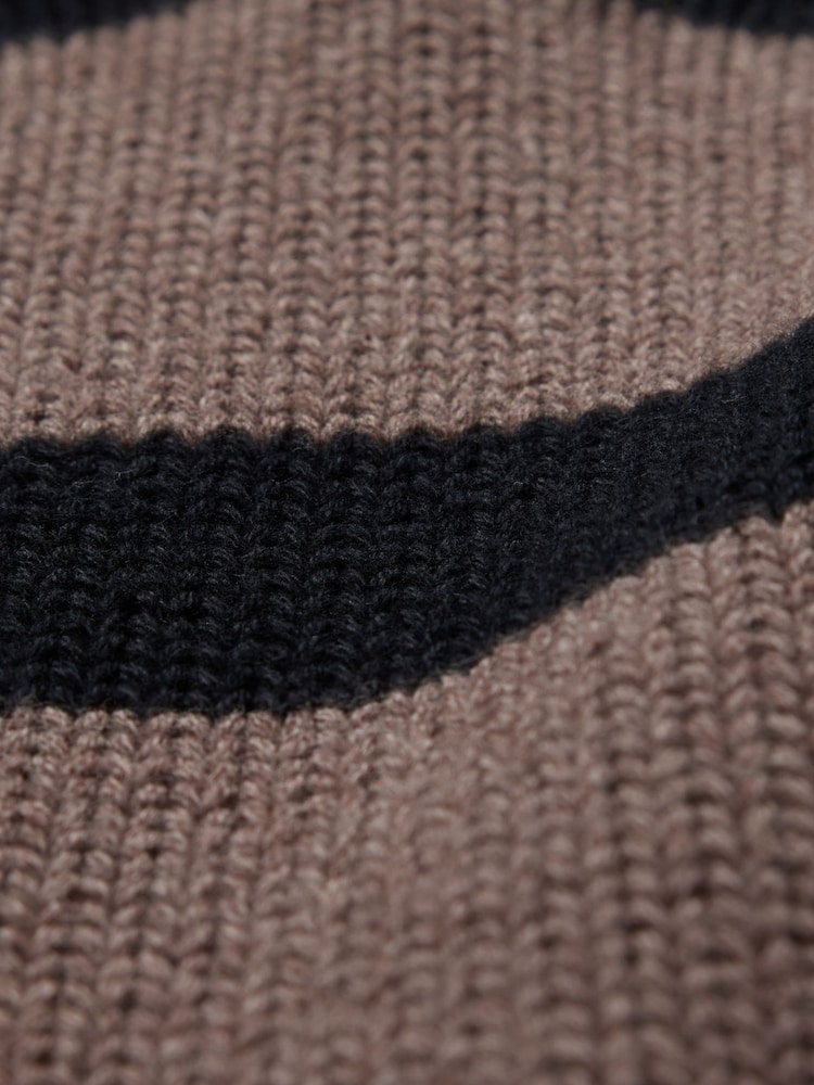 Gap Brown Stripe Soft Cotton Shrunken V-Neck Polo Jumper - Image 5 of 5
