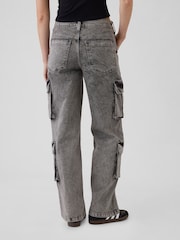 Gap Black Mid Rise Double Pocket 90s Loose Cargo Jeans - Image 3 of 6