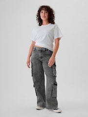 Gap Black Mid Rise Double Pocket 90s Loose Cargo Jeans - Image 6 of 6