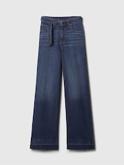 Gap Dark Blue High Waisted Belted Stride Wide Leg Jeans - Image 7 of 8