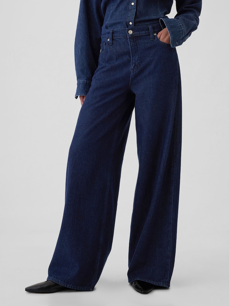 Gap Dark Blue Mid Rise UltraSoft Baggy Jeans - Image 1 of 8