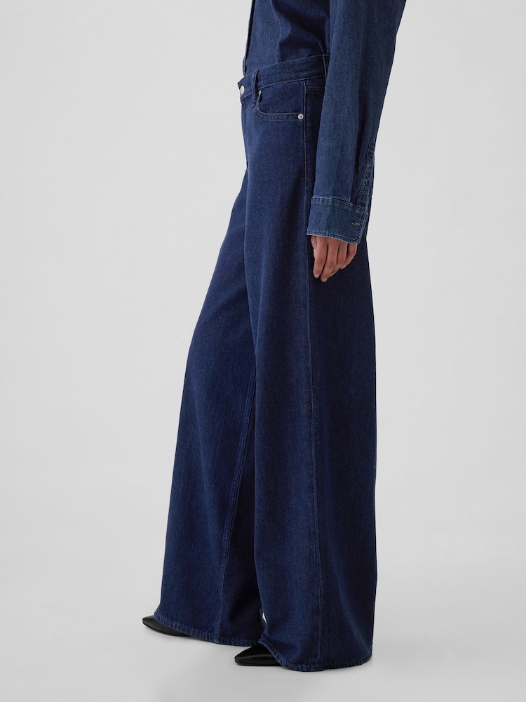Gap Dark Blue Mid Rise UltraSoft Baggy Jeans - Image 3 of 8