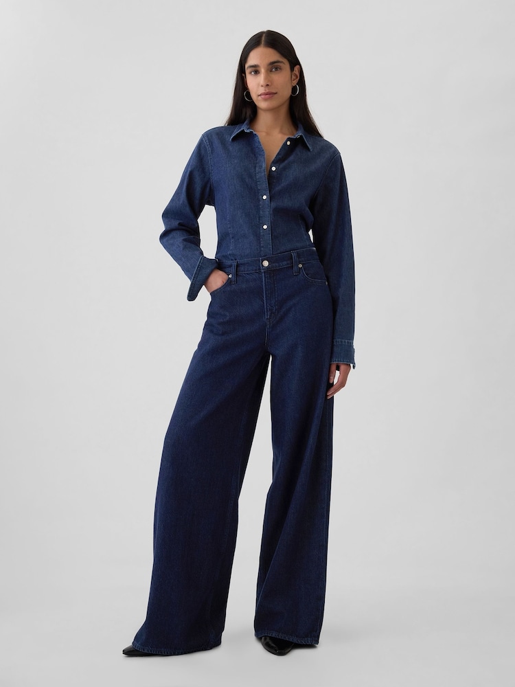 Gap Dark Blue Mid Rise UltraSoft Baggy Jeans - Image 4 of 8