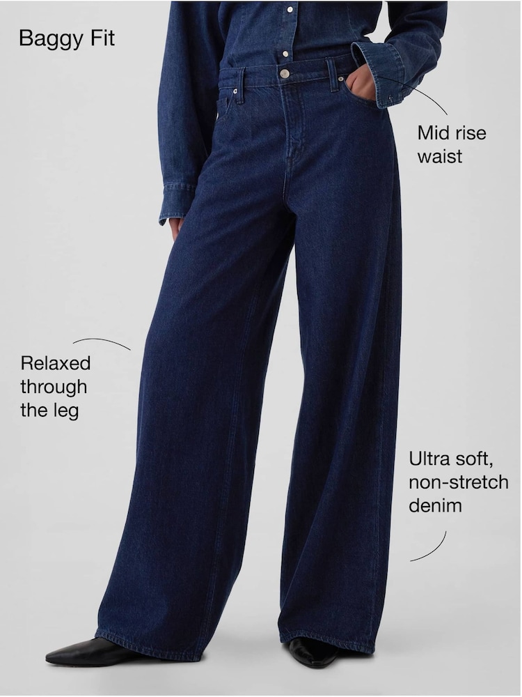 Temno modra - Gap Mid Rise UltraSoft Baggy Jeans - Slika 6 iz 6 Temno modra - Gap Mid Rise UltraSoft Baggy Jeans - Slika 6 iz 6