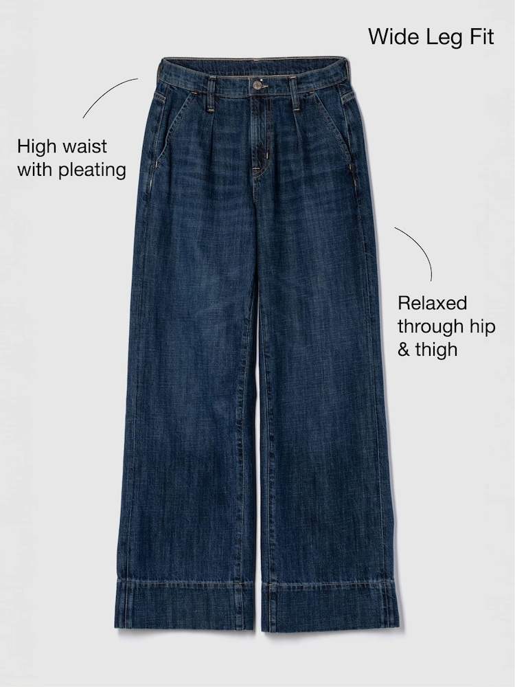 Gap Dark Blue High Waisted Wide Leg Jeans - Image 2 of 9