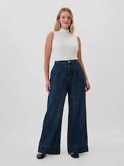 Gap Dark Blue High Waisted Wide Leg Jeans - Image 6 of 9