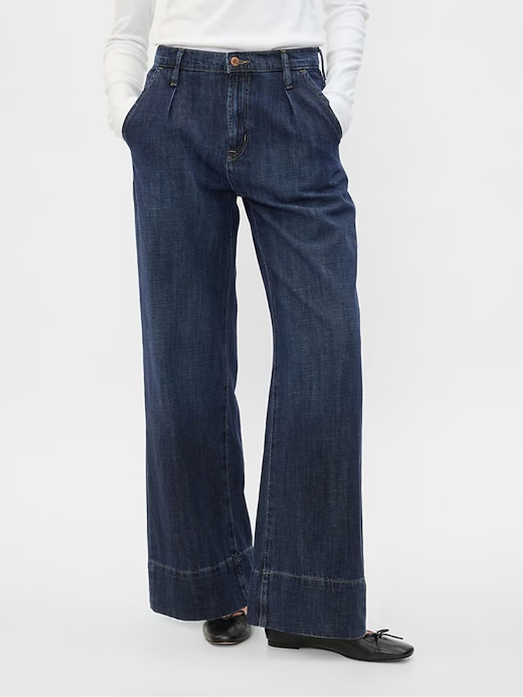 Gap Dark Blue High Waisted Wide Leg Jeans - Image 8 of 9