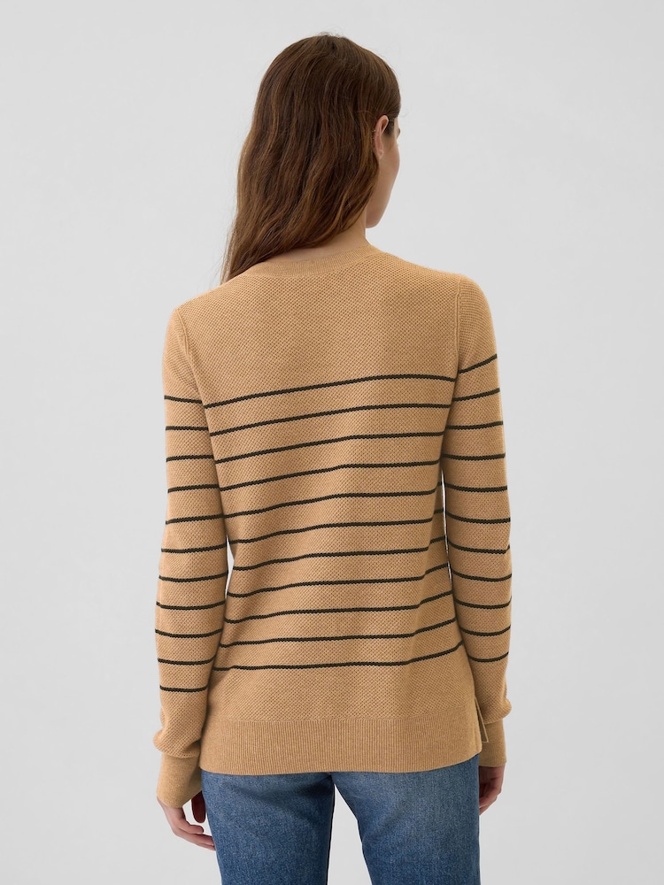 Gap Beige Ribbed Crew Neck Bella Jumper - Image 2 of 5