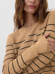 Gap Beige Ribbed Crew Neck Bella Jumper - Image 4 of 5