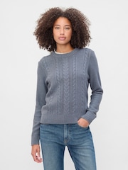 Gap Light Blue Cable-Knit Crew Neck Jumper - Image 1 of 4