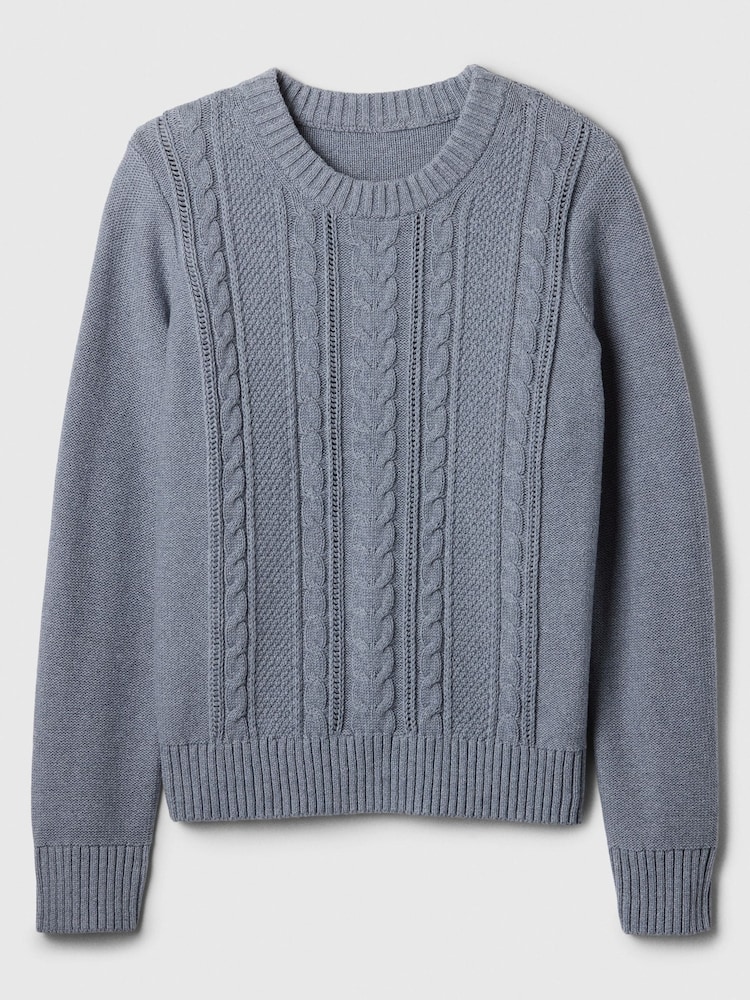 Gap Light Blue Cable-Knit Crew Neck Jumper - Image 4 of 4