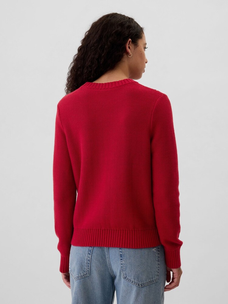Gap Burgundy Red 100% Cotton Cable Knit Crew Neck Jumper - Image 2 of 4