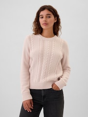 Gap Pink 100% Cotton Cable Knit Crew Neck Jumper - Image 1 of 5