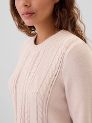 Gap Pink 100% Cotton Cable Knit Crew Neck Jumper - Image 2 of 5