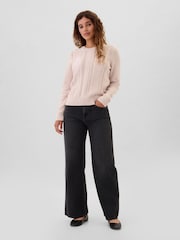 Gap Pink 100% Cotton Cable Knit Crew Neck Jumper - Image 4 of 5