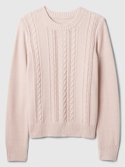 Gap Pink 100% Cotton Cable Knit Crew Neck Jumper - Image 5 of 5