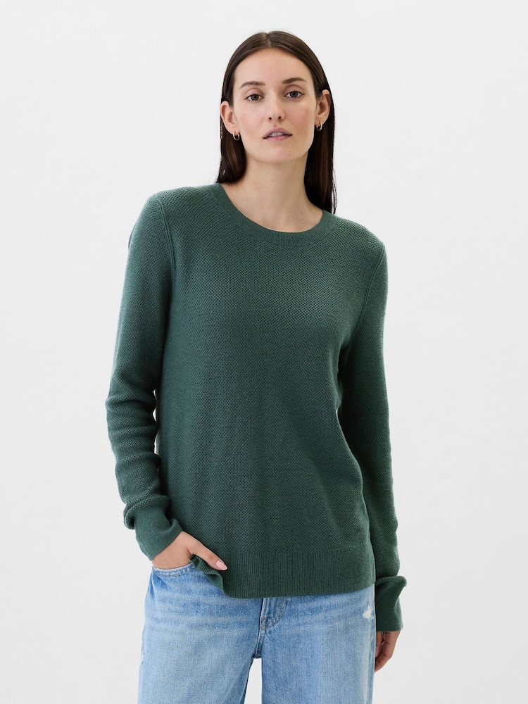 Gap Green Textured Crew Neck Bella Jumper - Image 1 of 5