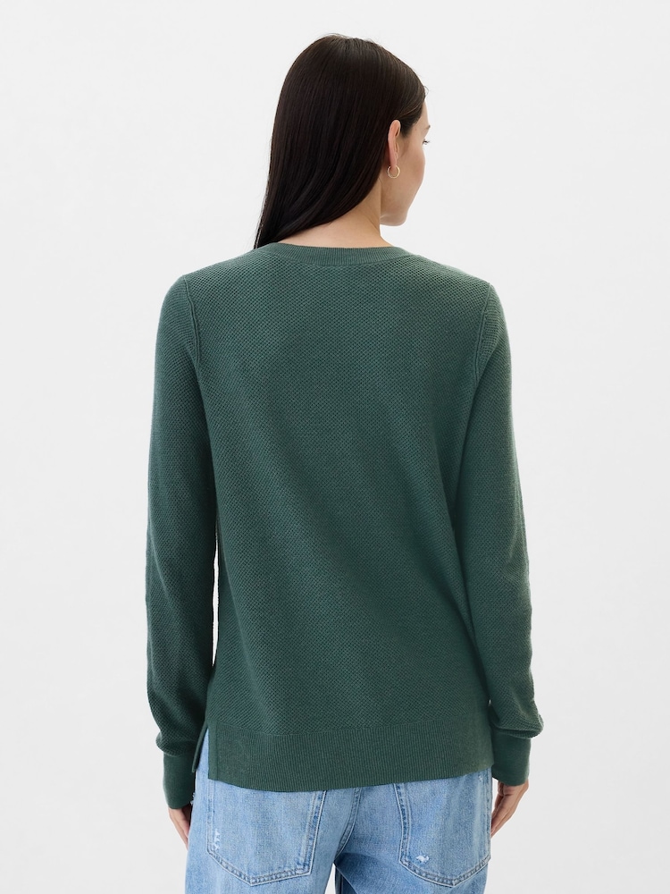 Gap Green Textured Crew Neck Bella Jumper - Image 2 of 5