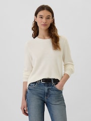 Gap White Textured Crew Neck Bella Jumper - Image 1 of 5