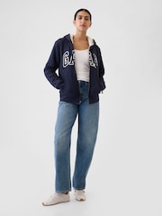 Gap Navy/Blue Relaxed Logo Sherpa-Lined Zip Hoodie - Image 3 of 5