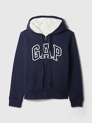 Gap Navy/Blue Relaxed Logo Sherpa-Lined Zip Hoodie - Image 5 of 5