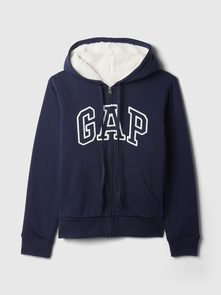 Gap Navy/Blue Relaxed Logo Sherpa-Lined Zip Hoodie - Image 5 of 5 Gap Navy/Blue Relaxed Logo Sherpa-Lined Zip Hoodie - Image 5 of 5