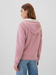 Sudadera holgada con cremallera, forro de sherpa y logo de Gap - Imagen 2 de 4