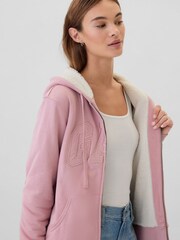 Sudadera holgada con cremallera, forro de sherpa y logo de Gap - Imagen 3 de 4