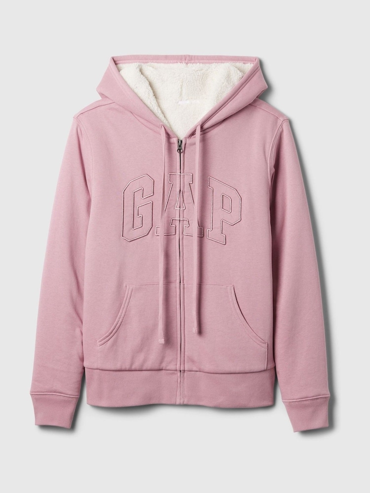 Sudadera holgada con cremallera, forro de sherpa y logo de Gap - Imagen 4 de 4
