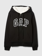 Gap Black Relaxed Logo Sherpa-Lined Zip Hoodie - Image 5 of 5
